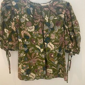 Ulla Johnson Olive Floral Blouse